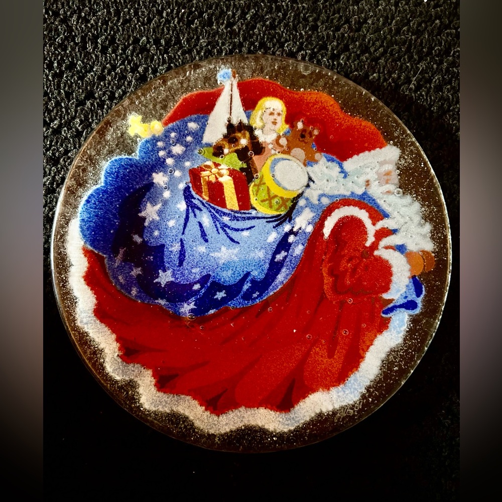 Festive Peggy Carr Santa Claus 🎅 Decorative Glass Plate